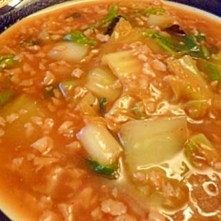 鶏ひき肉と白菜の中華スープ煮☆麻婆風